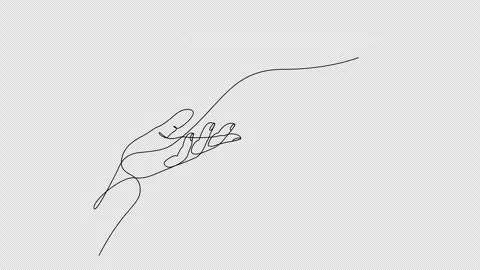 Self drawing animation of hand holding empty plate drawn by continuous one line Stock Footage 305788846
