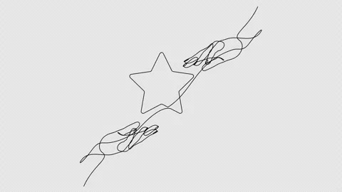 Self drawing animation of line one hand passing a star to another hand. Stock Footage 330883659
