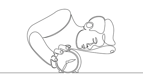 Self drawing animation of man  alarm clock Stock Footage 99672592