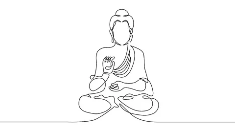 Self drawing animation of One continuous line drawn Buddha Stock Footage 99672604