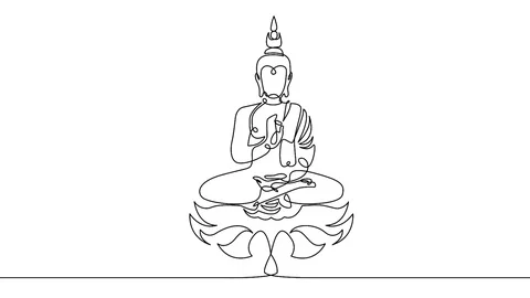 Self drawing animation of One continuous line drawn Buddha Stock Footage 99672612