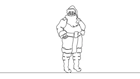 Self drawing animation of One continuous drawn character Santa Claus Stock Footage 99672619