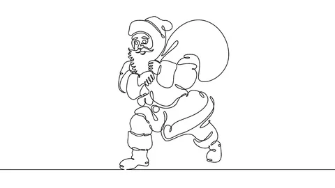 Self drawing animation of One continuous drawn character Santa Claus Stock Footage 99672620