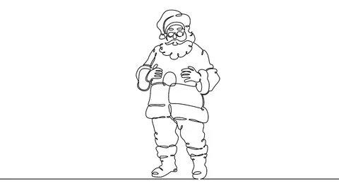 Self drawing animation of One continuous drawn character Santa Claus Stock Footage 99672621
