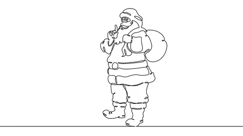 Self drawing animation of One continuous drawn character Santa Claus Stock Footage 99672622