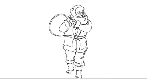 Self drawing animation of One continuous drawn character Santa Claus Stock Footage 99672627