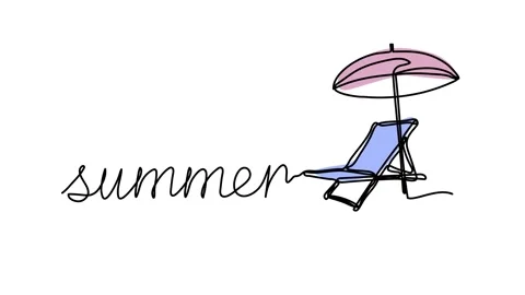 Self drawing animation with one continuous line draw, the inscription "Summer" Stock Footage 266109060