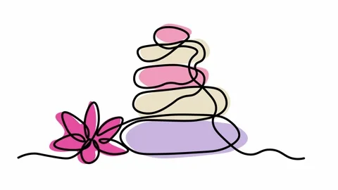 Self drawing animation with one continuous line draw, Abstract stack hot stones Stock Footage 266789279