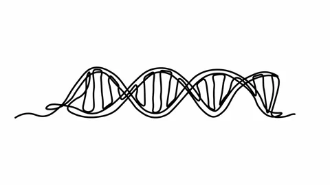 Self drawing animation with one continuous line draw, Abstract DNA molecule Video stock 266789285