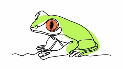 Self drawing animation with one continuous line draw, abstract frog, tree frog Stock Footage 268984407