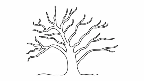 Self drawing animation one continuous line draw, logo, abstract Sprawling tree 库存影片 273130545