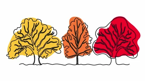 Self drawing animation one continuous line draw, logo, autumn forest 库存影片 273130549