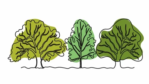 Self drawing animation with one continuous line draw, logo, abstract forest 库存影片 273130576