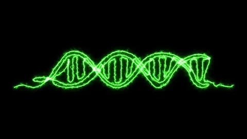 Self drawing animation with one continuous line draw, logo, burning green DNA Stock Footage 274468143