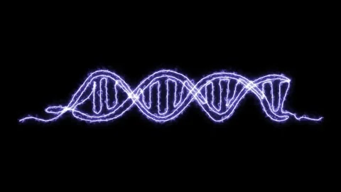 Self drawing animation with one continuous line draw, logo, burning blue DNA Stock Footage 274468151