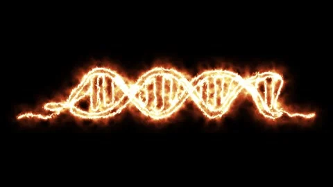 Self drawing animation with one continuous line draw, logo, burning fire DNA Stock Footage 274468154