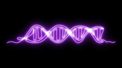 Self drawing animation with one continuous line draw, logo, DNA molecule, neon Stock Footage 274667160