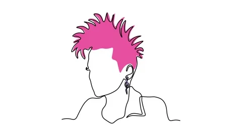 Self drawing animation one continuous line draw, logo, Abstract punk girl Stock Footage 277196758