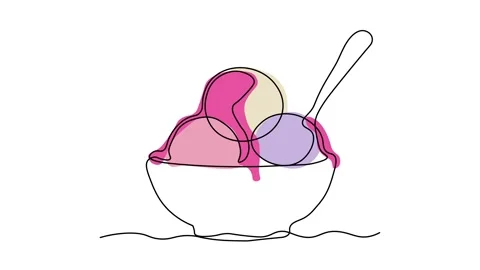 Self drawing animation one continuous line draw, logo,abstract ice cream Stock Footage 277196770