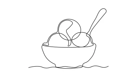 Self drawing animation one continuous line draw, logo,abstract ice cream Stock Footage 277196771
