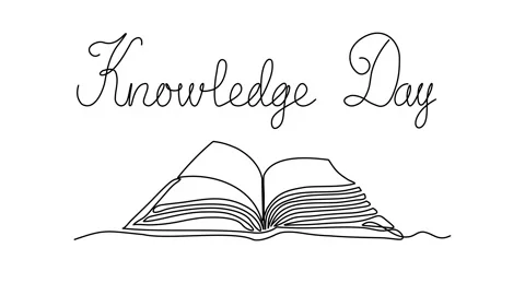 Self drawing animation one continuous line draw, logo, Knowledge Day. Open book Stock Footage 278260743