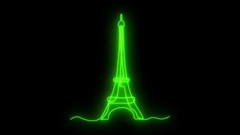 Self drawing animation one continuous line draw, logo, Abstract Eiffel Tower Stock Footage 279057811