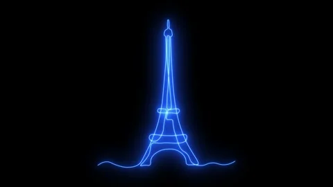 Self drawing animation one continuous line draw, logo, Abstract Eiffel Tower Stock Footage 279057816