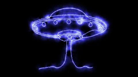 Self drawing animation one continuous line draw, logo, Abstract UFO saucer,space Stock Footage 279057839