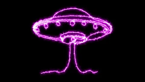 Self drawing animation one continuous line draw, logo, Abstract UFO saucer,space Stock Footage 279057856