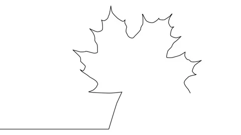 Self drawing animation of one line drawing of isolated maple leaf Stock Footage 142318982