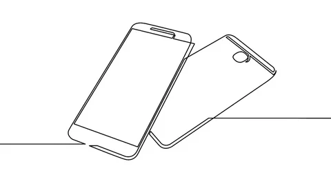 Self drawing animation of ?ontinuous line drawing of digital devices . Smartp Stock Footage 99672632