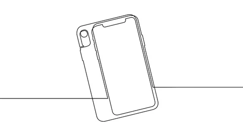 Self drawing animation of ?ontinuous line drawing of digital devices . Smartp Stock Footage 99672635