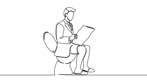 Self drawing animation of  ?ontinuous  man  toilet Stock Footage 99672646