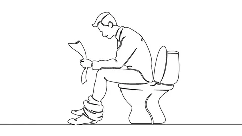 Self drawing animation of  ?ontinuous  man  toilet Stock Footage 99672652