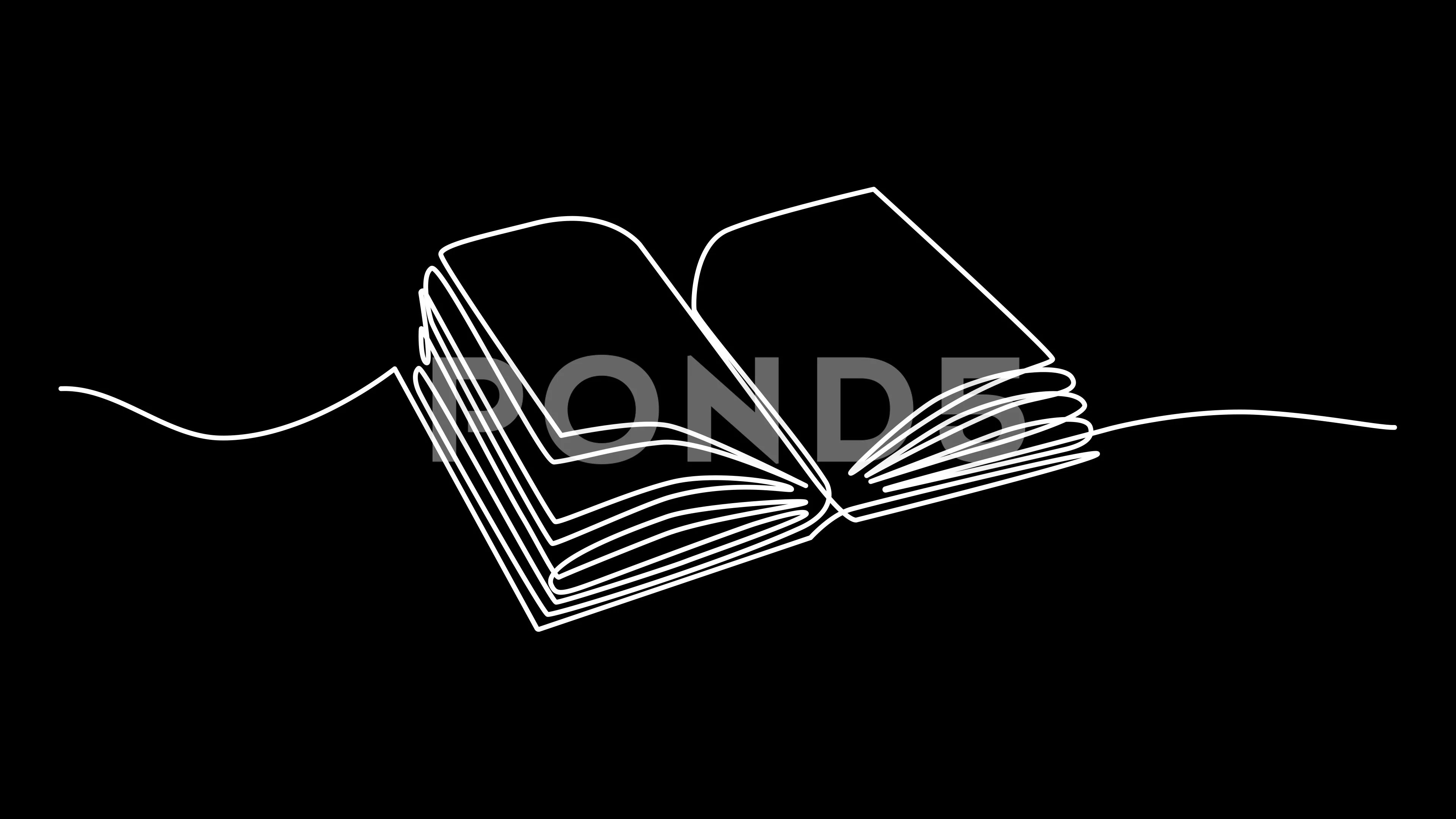 Self drawing animation of open book., Stock Video