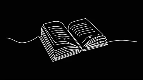 Self drawing animation of open book. Bla... | Stock Video | Pond5