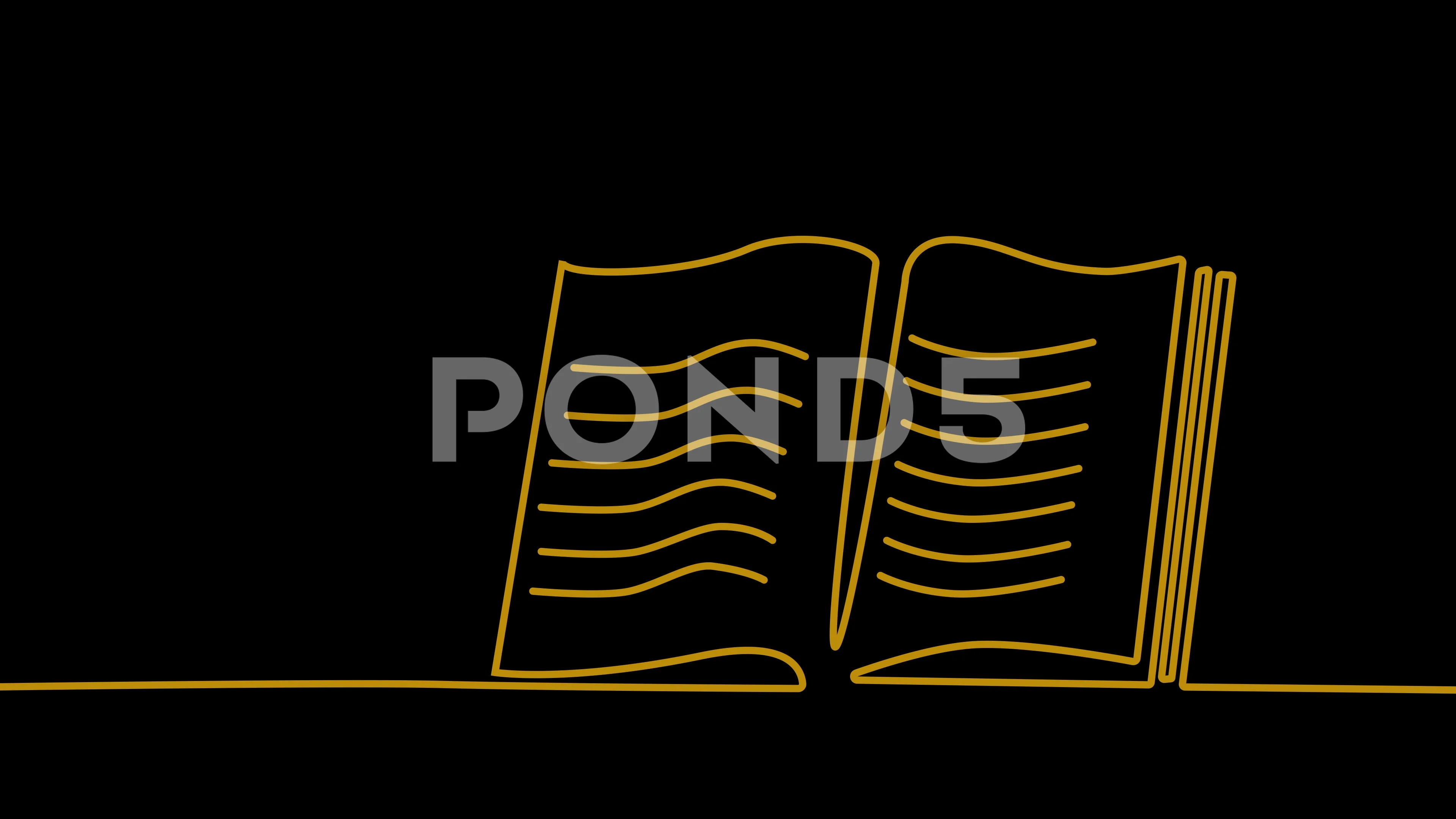 Self drawing animation of open book., Stock Video