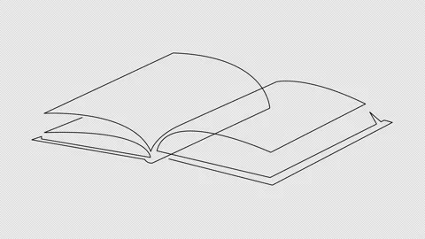 Self drawing animation of open book., Stock Video