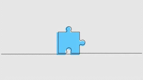 Self drawing animation of puzzle piece drawn with one continuous line. Stock Footage 280489965