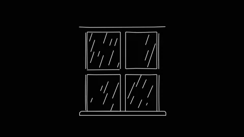 Self drawing animation of rain outside the window. Loop. Black background. Stock Footage 150572219