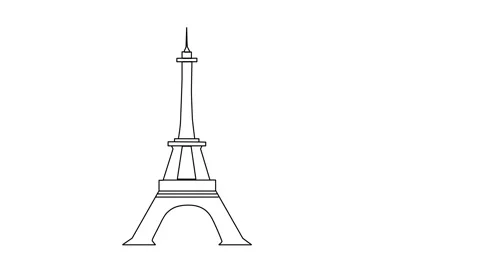 Self drawing animation of schematic Eiffel tower outline. Paris, France symbol. Stock Footage 140529749