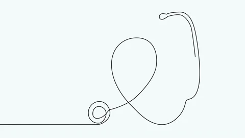 Self drawing animation of single line draw stethoscope, equipment for doctor Stock Footage 236553503