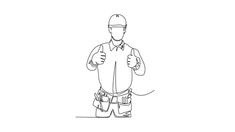 Self drawing animation of single line draw attractive handsome handyman giv.. Video stock 250904127