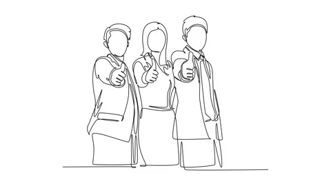 Self drawing animation of single line young happy businessmen and businessw.. Video stock 250904150