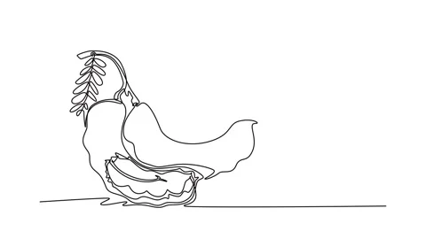 Self drawing animation of single line draw of whole and peeled healthy orga.. Stock Footage 276529913