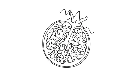 Self drawing animation of single line draw half sliced healthy organic pome.. Stock Footage 277160218