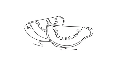 Self drawing animation of single line draw of half sliced healthy organic j.. Stock Footage 277357312