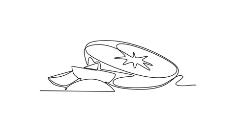 Self drawing animation of single line draw of sliced healthy organic spud p.. Stock Footage 280189432