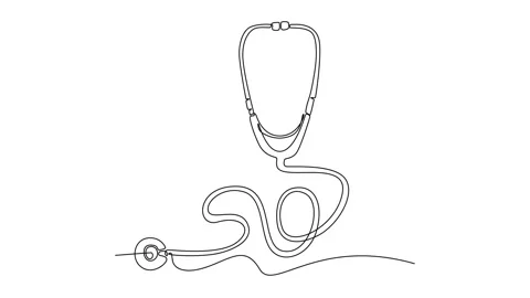 Self drawing animation of single line draw of stethoscope icon for hospital.. Stock Footage 286315129