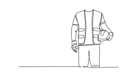 Self drawing animation of single line draw architect engineer man hand hold.. Video stock 304146118